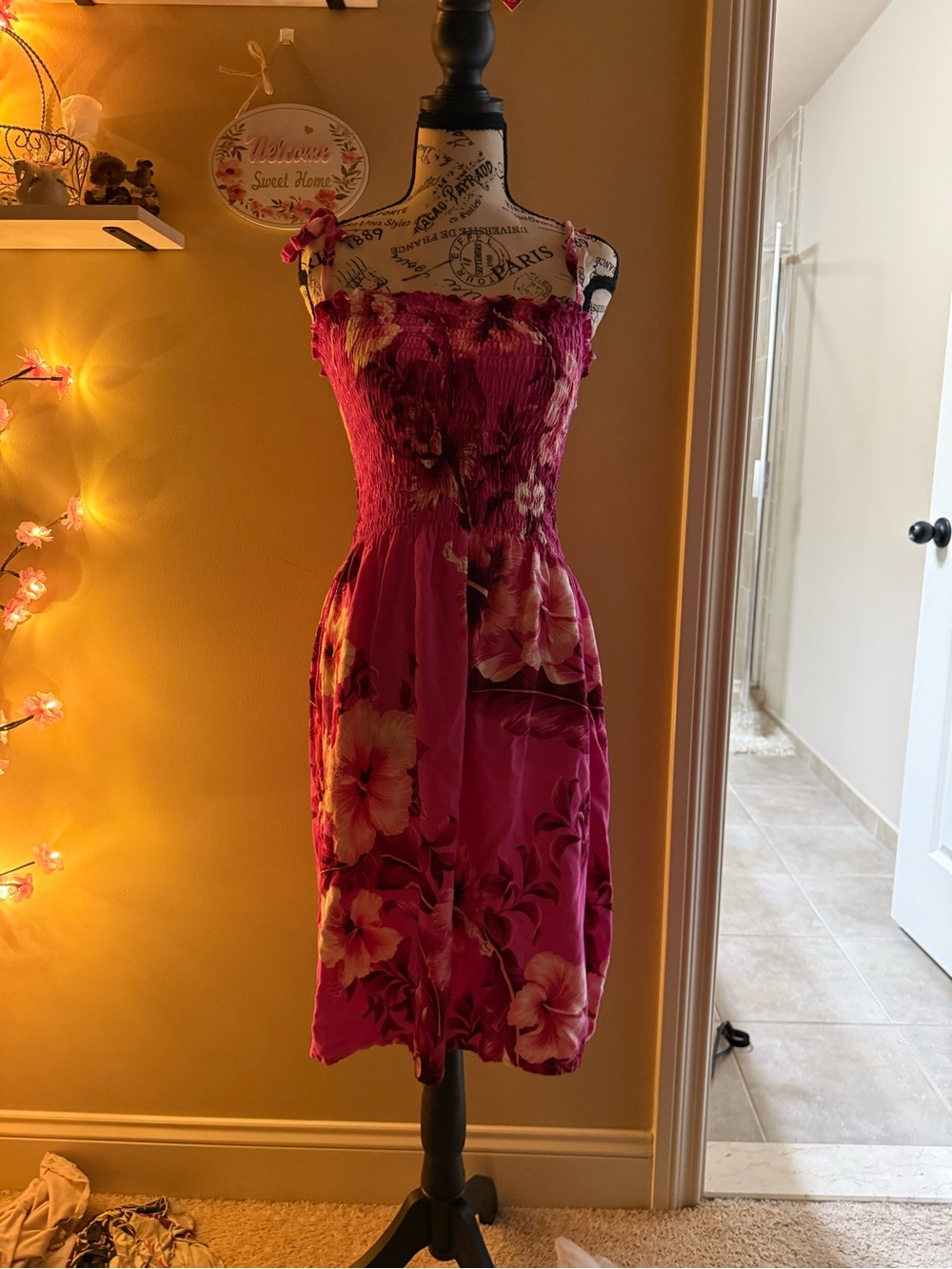 y2k vintage pink floral dress